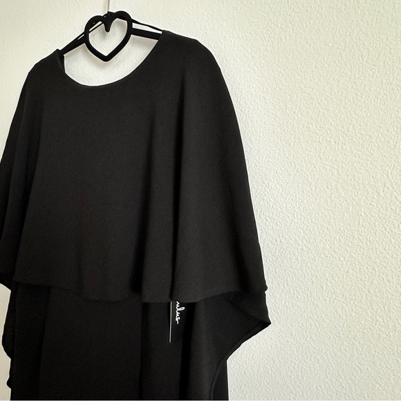 NWT Lulu's Black Overlay Cape Backless Mini Dress Size XL - Picture 8 of 13